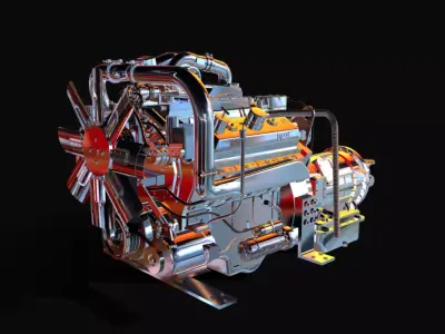 Motor diesel Detroit Low-poly 3D model