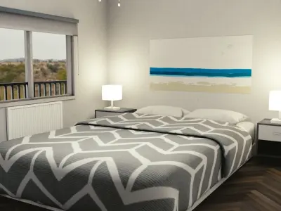 Motel with interior Low-poly 3D model