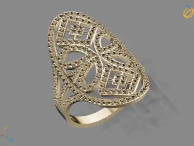 Vintage Womens Diamond Ring Women Rings 3dmodels 3D print model 3D print model 14