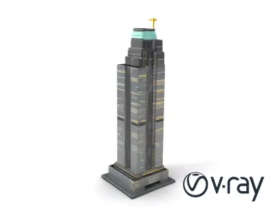 Neon Light Skyscraper Reflective Glass model pack Low-poly 3D model