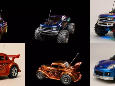 Controled Car bundle 7 pack 100 glb 3D model