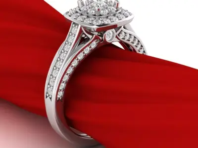 Luxury Cluster Halo Ring with Small Gems 3D print model