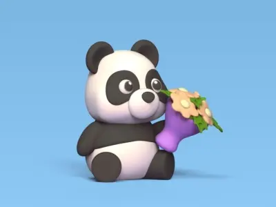 Panda Bouquet 3D print model