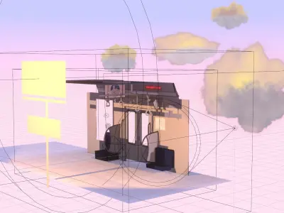 aesthetic train interior anime ghibli  3D model