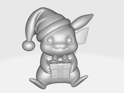 Christmas Pikachu Holding Festive Holiday Pokemon  3D print model