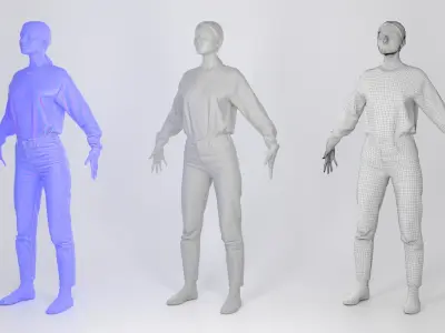 Young pretty woman in casual style 187 Low-poly 3D model