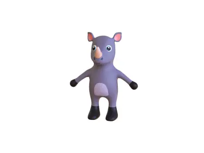 High-Quality 3D Cute Rhino - Animated for Games Low-poly 3D model