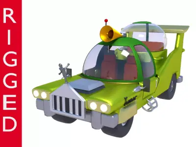Low-Poly Car Homer Simpson 3D Blender Rigged Cartoon 3D model