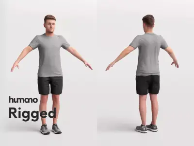 Rigged sport man - sport fitness jogging - 034-1869 3D model