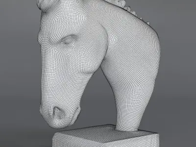  ornamental figurine of a horses head Low-poly 3D model