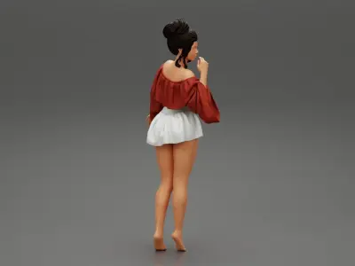 sexy girl posing in fashion shirt and mini skirt 3D print model