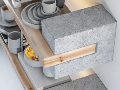 Minimalist Shelving System Decor Set 3D model