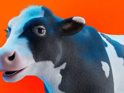 Cow Rigged Fur 3D model 3D model