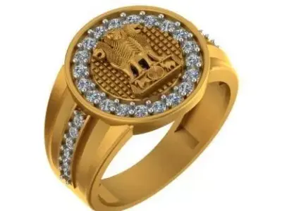 GENTS ASHOKA DIAMOND RING 3D print model