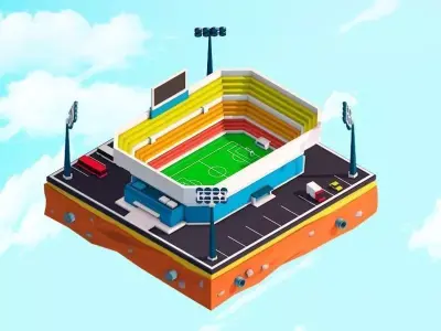 Cartoon Low Poly City Stadium Low-poly 3D model