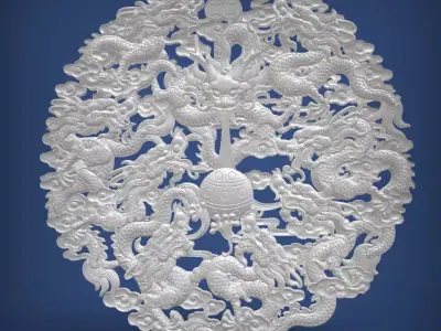 Carved panel painting STL 3D print model shop