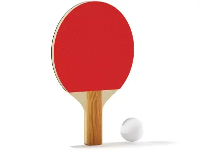 Table Tennis Racket and Ball 3D model