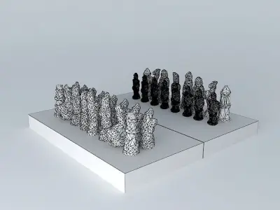 Chessboard chess board with figurines Free 3D model