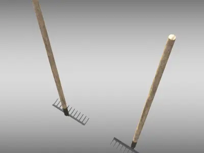 Game-ready Rake Black - Clean and Dirty Low-poly 3D model