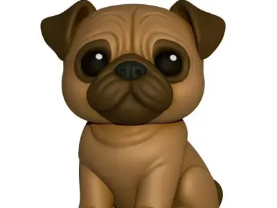 Cute Pug Kawai Free 3D print model