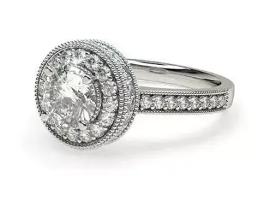 Round diamond engagement ring 3D print model buy