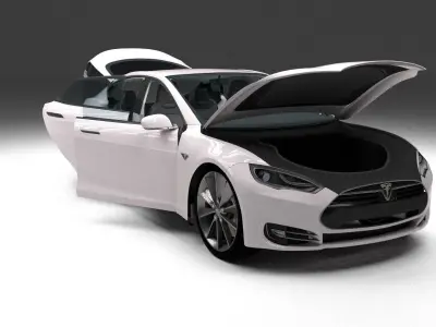 Tesla Model S with chassis and interior 3D model