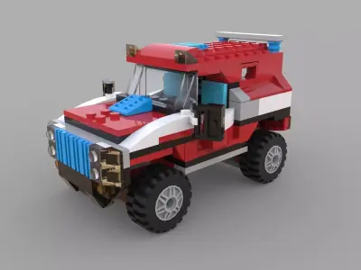Lego jeep game Low-poly 3D model