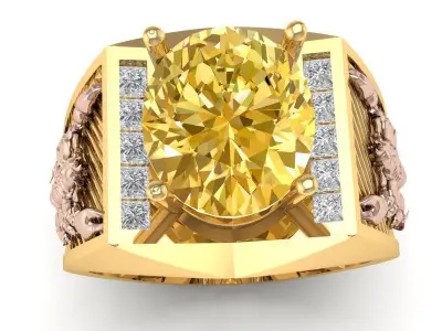 Luxury Dragon Side Gemstone Men Ring 3D Model  331 3D print model