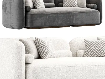 Scandinavian Style Velvet Sofa 3D model purchase
