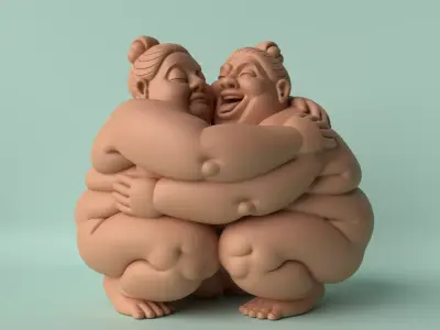 Chubby Women Hugging Sculpture  3D print model