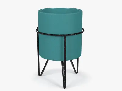 Turquoise Ceramic Pot Low-poly 3D model