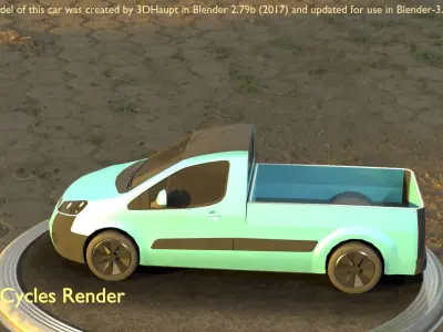 City Car 65 Utility Vehicles Van Pickup 1500 Type-D Blue Low-poly 3D model