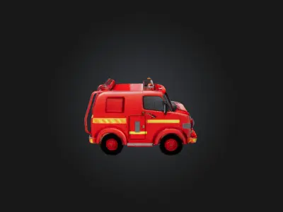Cartoon Fire Engine 3D model
