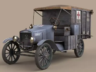 Ford Model T Ambulance WWI 1917 Low-poly 3D model