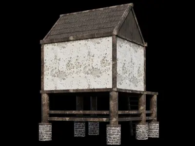 Medieval Houses Pack 86-87-88-89-90 - 4K Textures Game Ready Low-poly 3D model