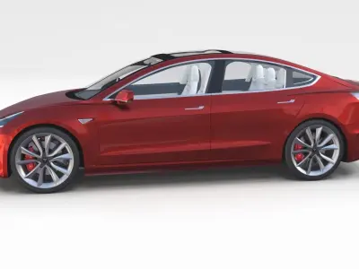 Tesla Model 3 with interior Pack 3D model