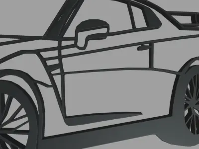Nissan GTR Perspective Wall Silhouette 3D print model