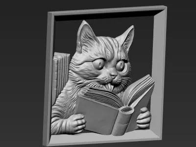 Cat Reading A28 3D print model