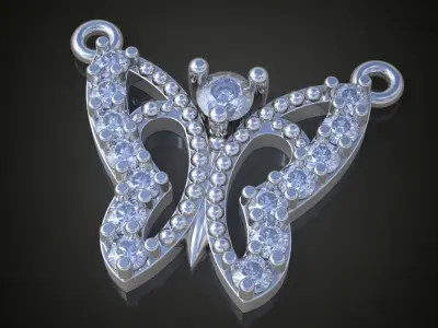 Butterfly Pendant  3D 0052 printable model 3D print model
