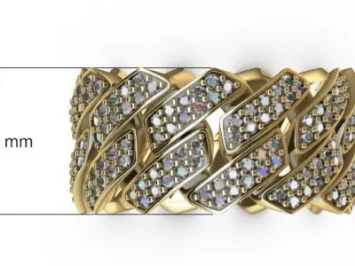 CUBAN RING SQUARE SIZE 8 USA 3D print model