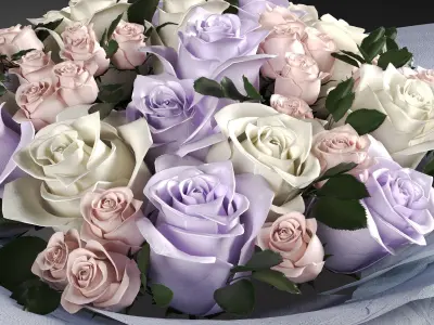 One hundred roses rose  3D model