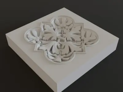 Decoration with framed maple leaves and seeds 3D model