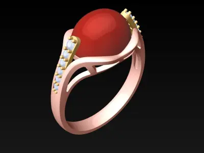 Oval stone ring - Womens  Rings - N719421 3D print model