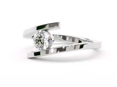 Twist Tension Diamond Ring Lilian 3D print model