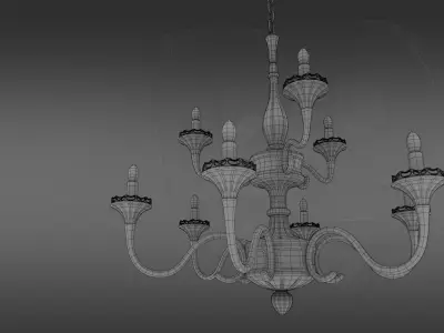 Wrought iron ceiling chandelier 3D model