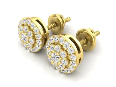AV 544 Diamond Ladies Halo Style Stud Earrings 3D print model