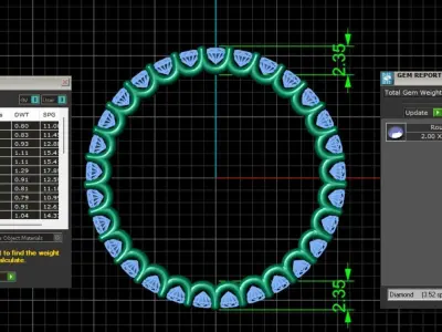 U Shaped Eternity Ring 2mm stone size swiss 13 and EU53 3D print model