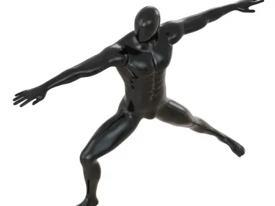 Male black mannequin stands in yoga pose 125 3D model