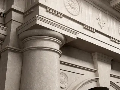 Arched portico in Doric mutulary column order gazebo 3D model