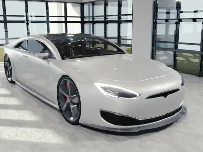 BLENDER EEVEE Brandless Extended Wheelbase 2 door coupe Low-poly 3D model